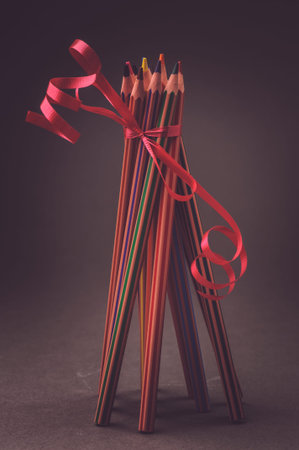 Collage of multicolor pencils.の写真素材