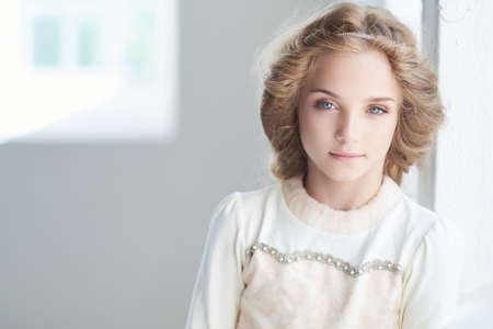 Portrait of cute blue eyes teenager girl.の写真素材