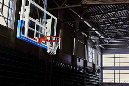 Basketball hoop in a game hall.の写真素材