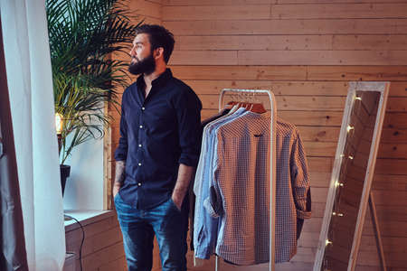 A man fit on fashionable shirts.の写真素材