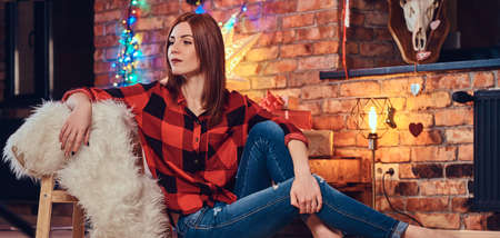 Full body image of redhead female.の写真素材