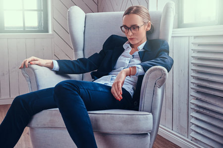 Fashionable cooperative business woman.の写真素材