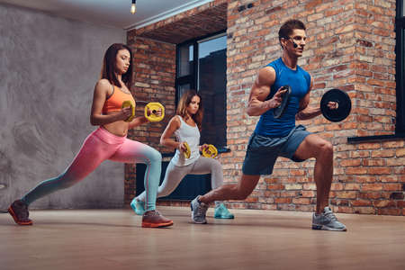 Adults doing squats.