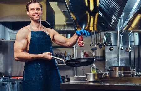 The chef in a kitchen.の写真素材
