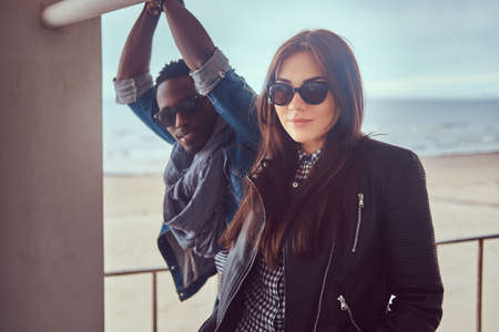 Close-up portrait of an attractive stylish couple.の写真素材