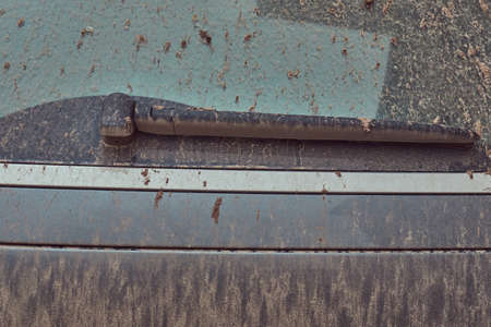 Close-up image of a dirty car after a trip around the countrysideの写真素材