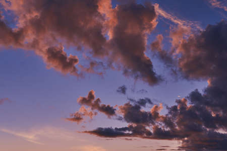 Sky at sunset with purple orange and blue hues