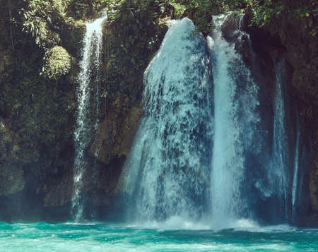Beautiful waterfall in the forest tropical zone.