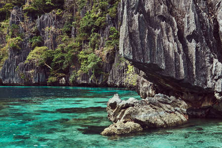 Beautiful landscape of a rocky bay of Philippine Islands.