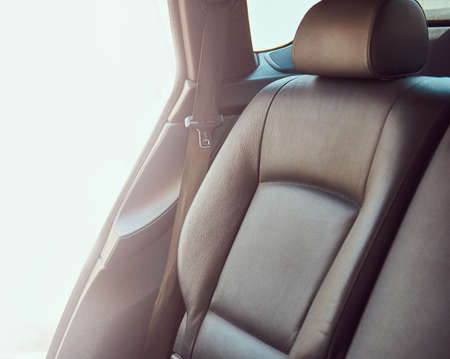 Inside the luxury car with black interior.の写真素材