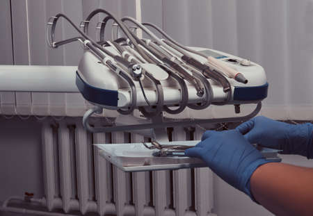 Close up view of tools in the modern dental office.の写真素材