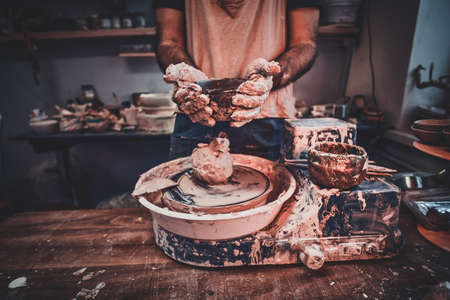 Process of pottering with one hardworking man.の写真素材