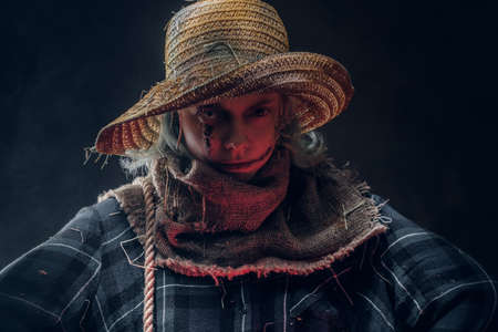 close up pretty woman with spooky makeupの写真素材