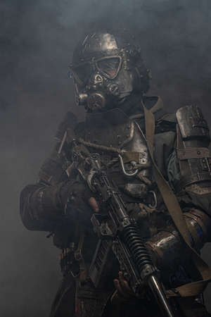 Amazing well made costume of dark apocalypse warrior.