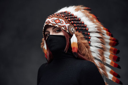 Traditional indian headwear in modern style. National ancient style of american indian crown of...