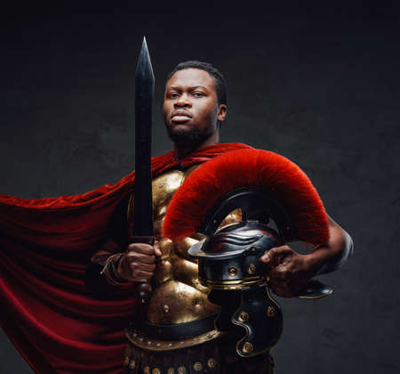 Proud legionary of african descent under breezeの写真素材