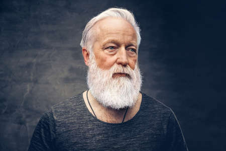 Stylish grandfather with gray beard and modern hairstyleの写真素材