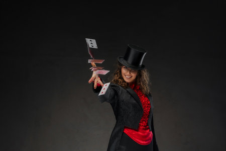 Captivating Illusionists Mesmerizing Card Tricksの写真素材