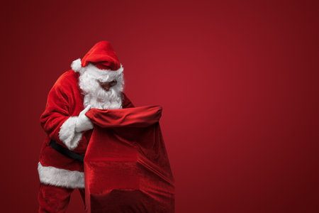 Confident Santa Claus Ready for Christmasの写真素材