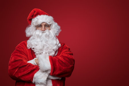 Pensive Santa: Contemplating Festive Wondersの写真素材