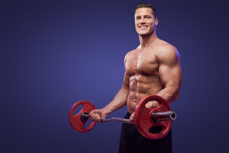 Workout Joy: Lifting Weights with a Smileの写真素材