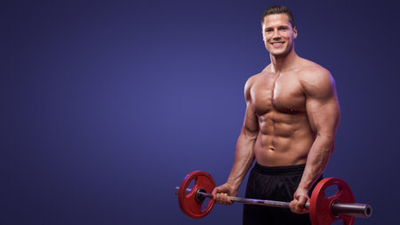 Workout Joy: Lifting Weights with a Smileの写真素材