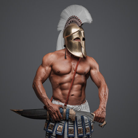 Ancient Warrior Revived Hoplite with Gladiusの写真素材