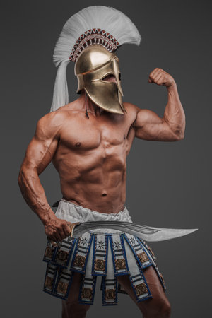Ancient Warrior Revived Hoplite with Gladiusの写真素材