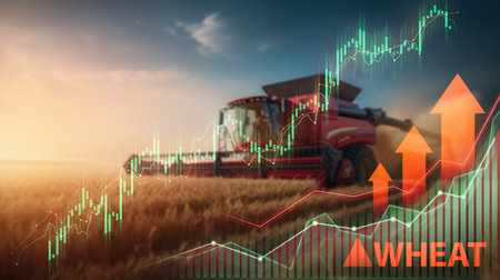 Wheat Harvesting and Financial Success Conceptの写真素材