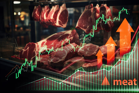 Economic Trends in Meat Industry Displayの写真素材