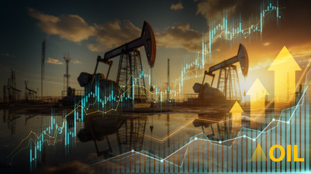 Sunset Oil Industry Financial Growth Conceptの写真素材