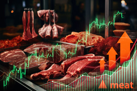 Economic Trends in Meat Industry Displayの写真素材