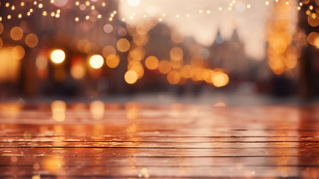 Glistening Rain on Urban Cobblestonesの写真素材