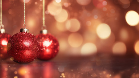 Festive Red Christmas Baublesの写真素材