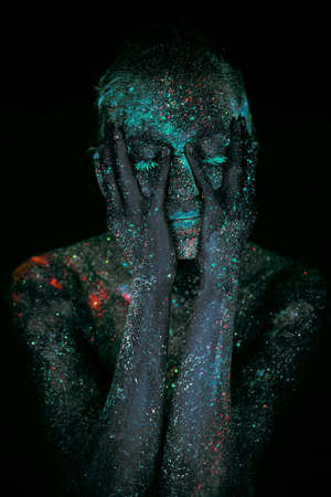 Close up UV portraitの写真素材