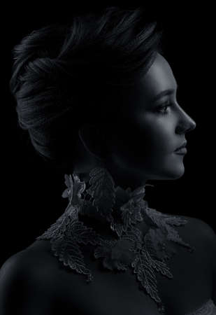 Low key female portraitの写真素材