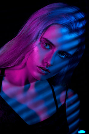 Neon lights posing in bright