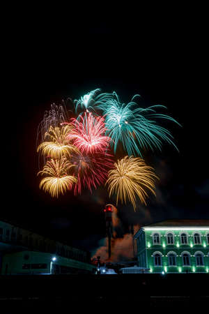 fireworks in the night sky 4th July New Yearの写真素材