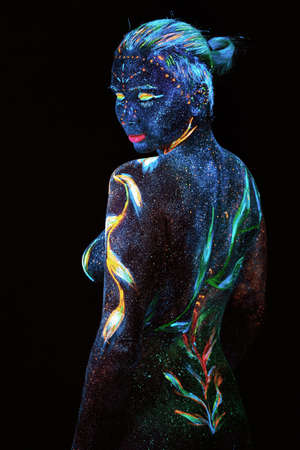 neon paint creative glowing UV portrait