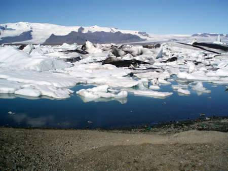 Glaciers on the frozen lake