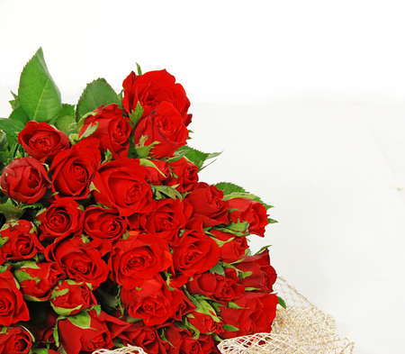 Bunch of red roses isolated on the white background の写真素材