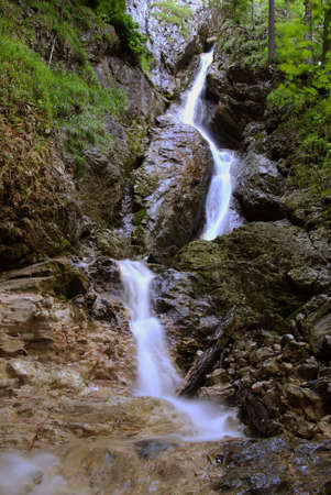 One of the many waterfalls in the Slovakian paradise natural parkの写真素材