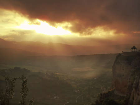 Beautiful sunset over andalucian town in Spain Ronda      の写真素材