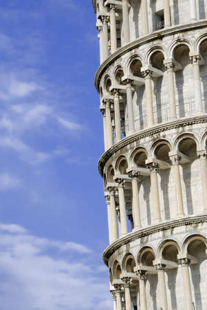 Leaning Tower of Pisa in Italy against the skyの写真素材