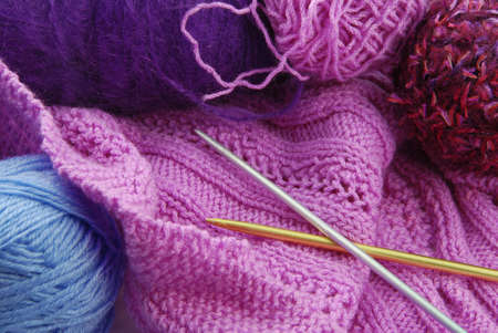 Background made of many colorful knitting balls