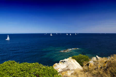 Regata sailing competitin. Yachts racing on the blue seaの写真素材