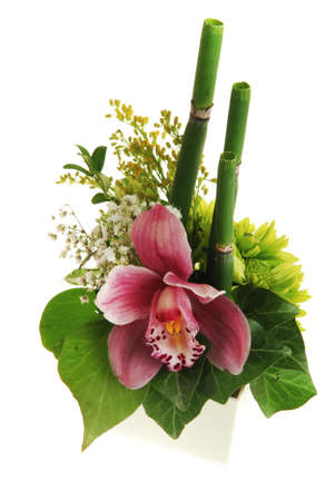 Beautiful orchid flower bouquet isolated on whiteの写真素材