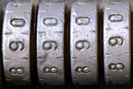 Detail of a old code padlock の写真素材