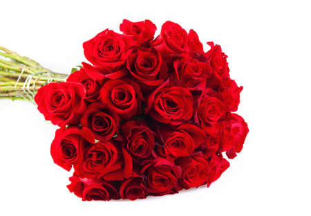 Bunch of red roses isolated on the white backgroundの写真素材