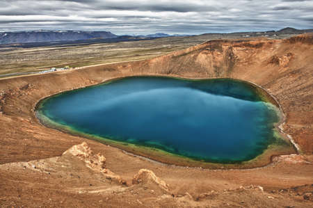 Viti is a beautiful crater lake of a turquoise color located on the North-East of Iceland, at Krafla geothermal area near the lake Myvatn HDRの写真素材